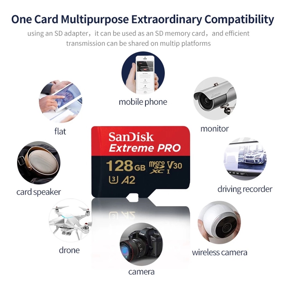 DJI Thẻ Nhớ Micro SD SDXC UHS-I 128GB 256GB 64GB U3 V30 TF Hiệu SanDisk