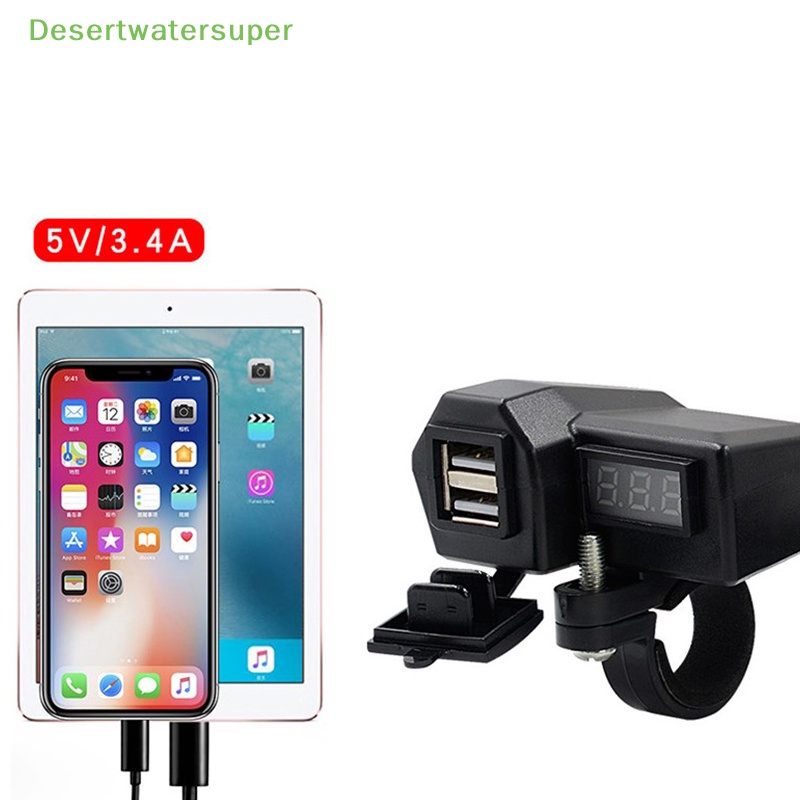 Ổ Cắm Sạc Điện Thoại Hai Cổng USB Cho Xe Mô Tô