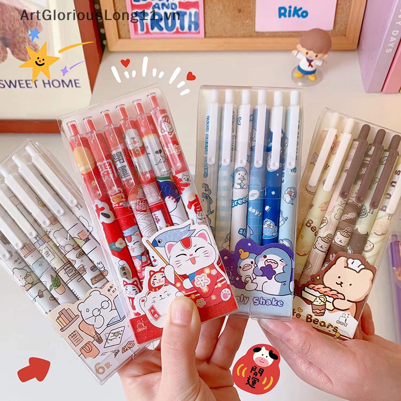 Set 6 Bút Mực Gel Họa Tiết Gấu / Thỏ Dễ Thương