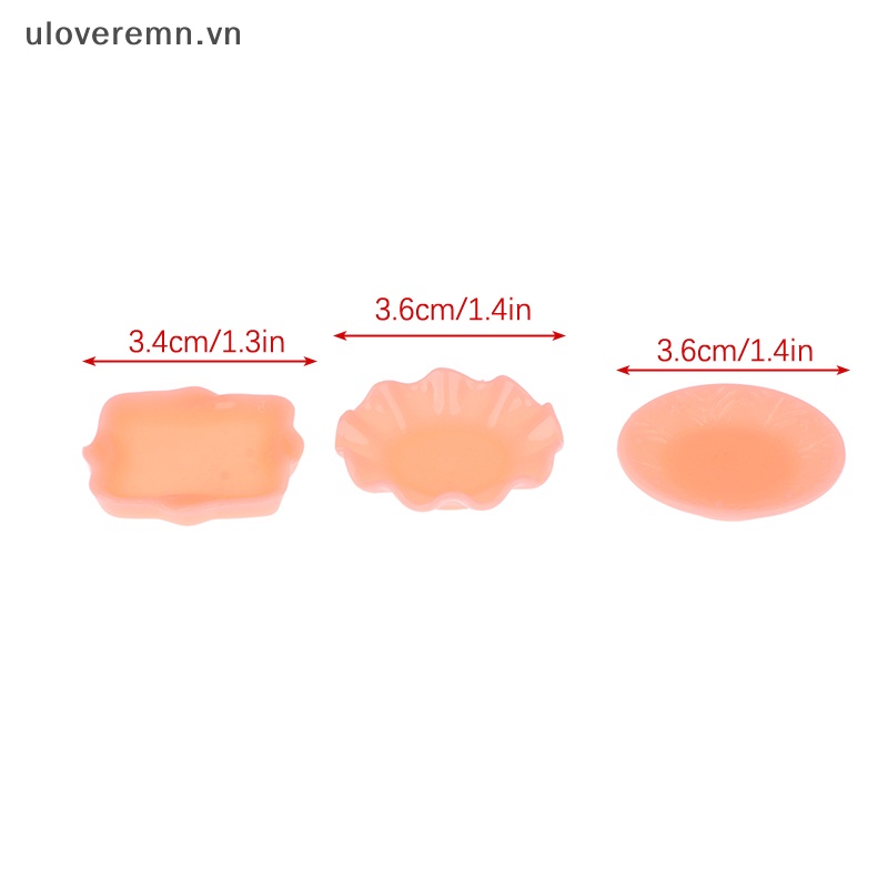 Set 3 Đĩa Tròn / Vuông Bằng Ren Trang Trí Nhà Búp Bê 1: 6