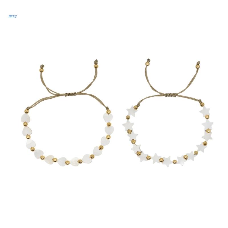 Vòng Tay Chuỗi Hạt Màu Trắng / Ngôi Sao / Trái Tim Phong Cách Boho