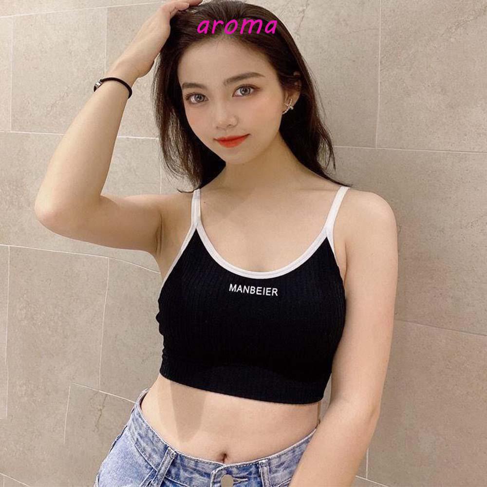 Áo Ngực Thể Thao Bằng Nylon Mềm Mại In Chữ Phong Cách Hàn Quốc Cho Nữ