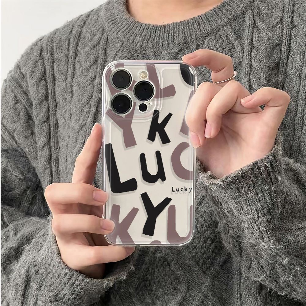 ✅Ốp Điện Thoại Mềm Chống Sốc In Chữ Đơn Giản Cho Iphone 14pro Plusluckmax6Iniphone12781311Áo Gió Ye455 YE45
