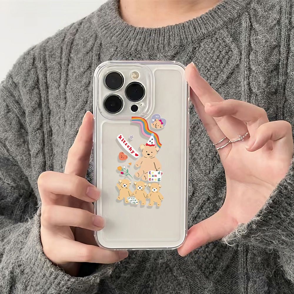 ✅Ốp Điện Thoại Dẻo Họa Tiết Chú Gấu Dễ Thương Chống Sốc Cho Iphone1278 6In 1314pro11 plus max