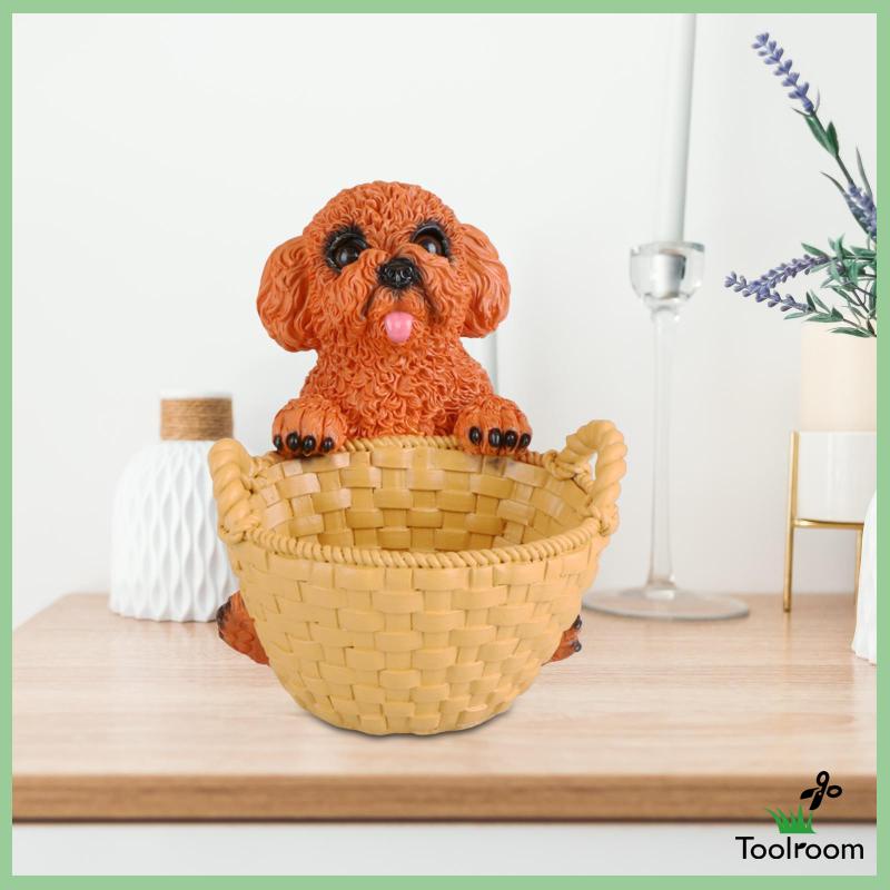 Tượng Cún Con Có Giỏ Đựng Đồ Trang Trí Cho Nhà Hàng / Văn Phòng