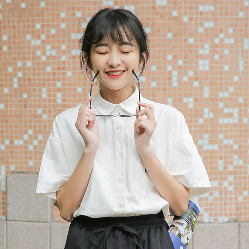 Áo Sơ Mi Tay Ngắn Dáng Rộng Phong Cách Hàn Quốc Thời Trang Mùa Hè Cho Nữ