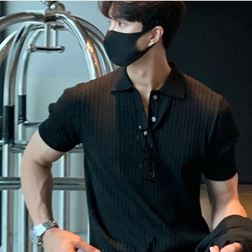 Áo Polo Nam Dệt Kim Slimfit Màu Trơn  Thiết Kế Đơn Giản Thời Trang Công Sở Cho Phong Cách Hàn Quốc