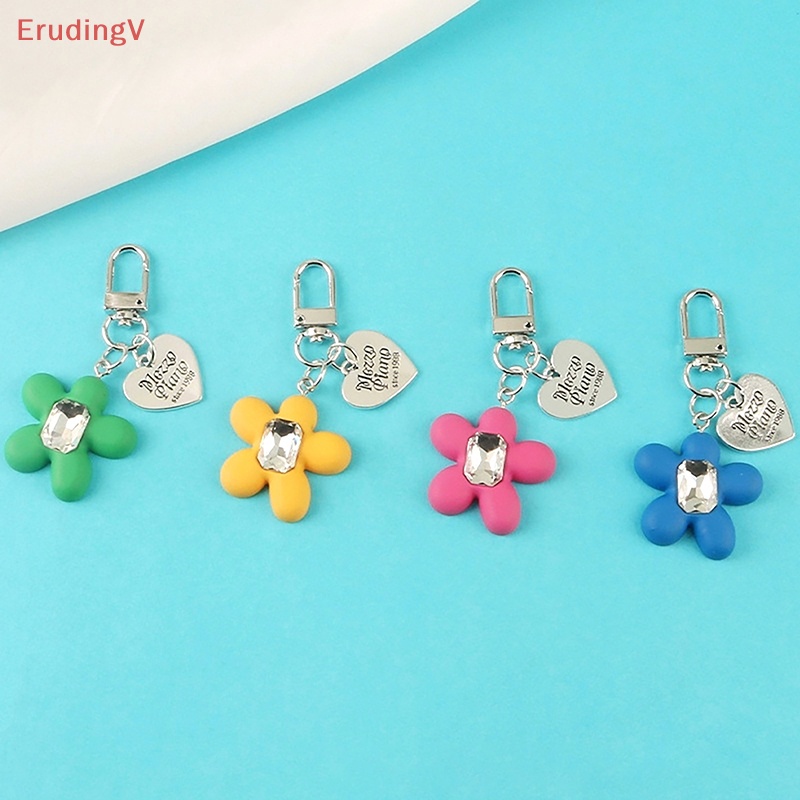 [ErudingV] Móc Khóa Ba Lô / Túi Xách Trang Trí Hình Hoa Trái Tim Đá Quý Màu Sắc