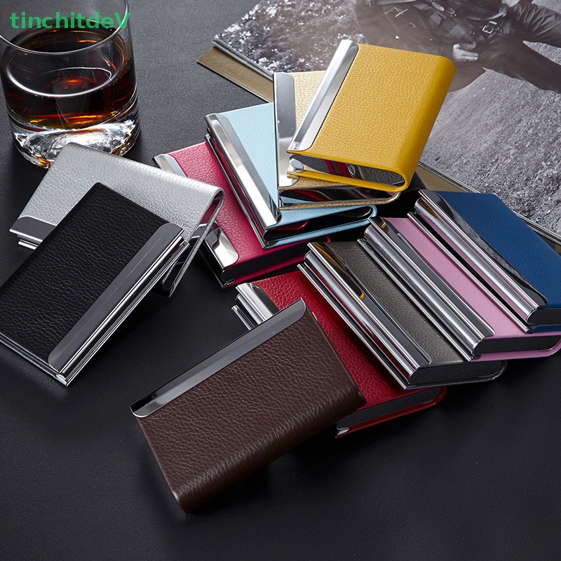 Ví Da PU Đựng Thẻ Tín Dụng / Danh Thiếp Cỡ Lớn Bằng Thép Không Gỉ