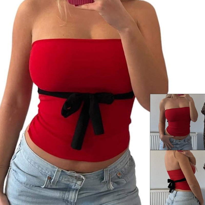 Áo Croptop Sát Nách Ống Lửng Co Giãn Thời Trang Cho Nữ Y2K