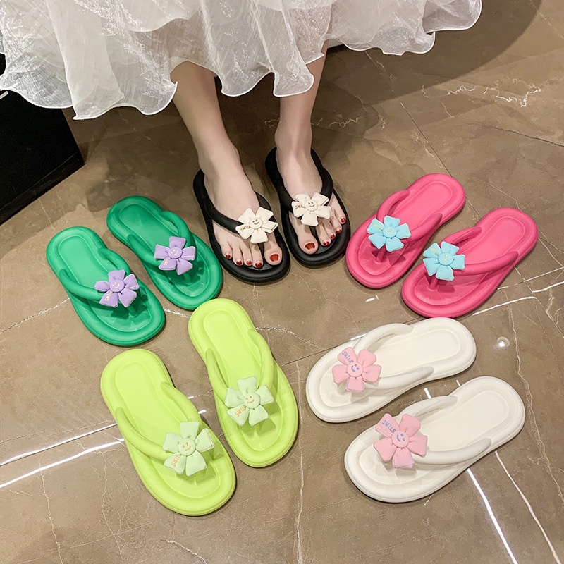 Tikp Dép Xỏ Ngón Đính Hoa Màu Sắc Ngọt Ngào Thời Trang Mùa Hè Xinh Xắn Cho Nữ Size 36-45