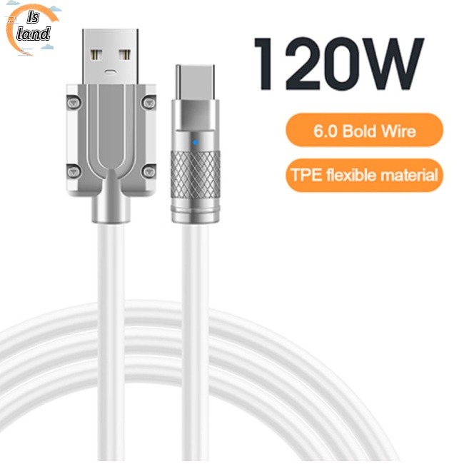Dây Cáp Sạc Nhanh Usb Loại C 120w 6a Có Đèn Led Báo Hiệu Cho Xiaomi Huawei Samsung