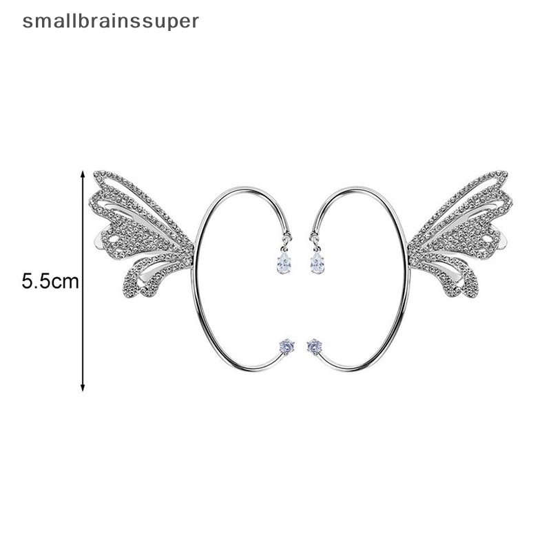 Bông Tai Hình Chữ C Đính Pha Lê Hình Cánh Bướm Bằng Kim Loại Lấp Lánh Thời Trang Cho Nữ