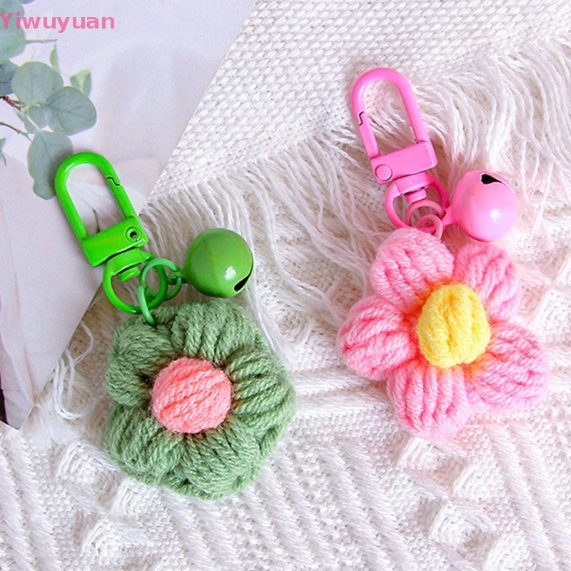 < Yiwuyuan > Móc Khóa Xe Hơi / Ba Lô / Túi Xách Trang Trí Hình Hoa Đan Móc Khóa Màu Sắc Dễ Thương