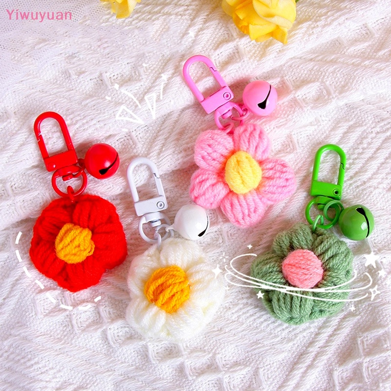 < Yiwuyuan > Móc Khóa Xe Hơi / Ba Lô / Túi Xách Trang Trí Hình Hoa Đan Móc Khóa Màu Sắc Dễ Thương