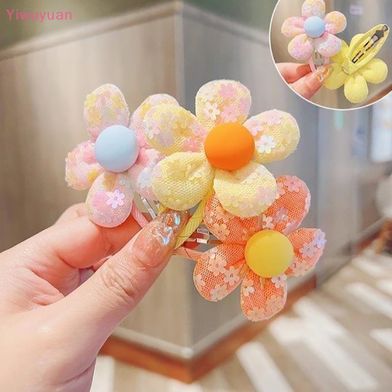 Bộ 2 Kẹp Tóc Hoa Vải Dễ Thương Cho Bé Gái