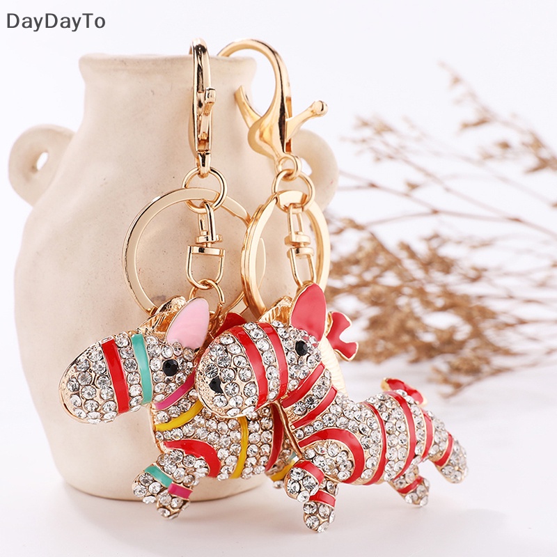 Móc Khóa Hình Ngựa Vằn Đính Đá Dễ Thương