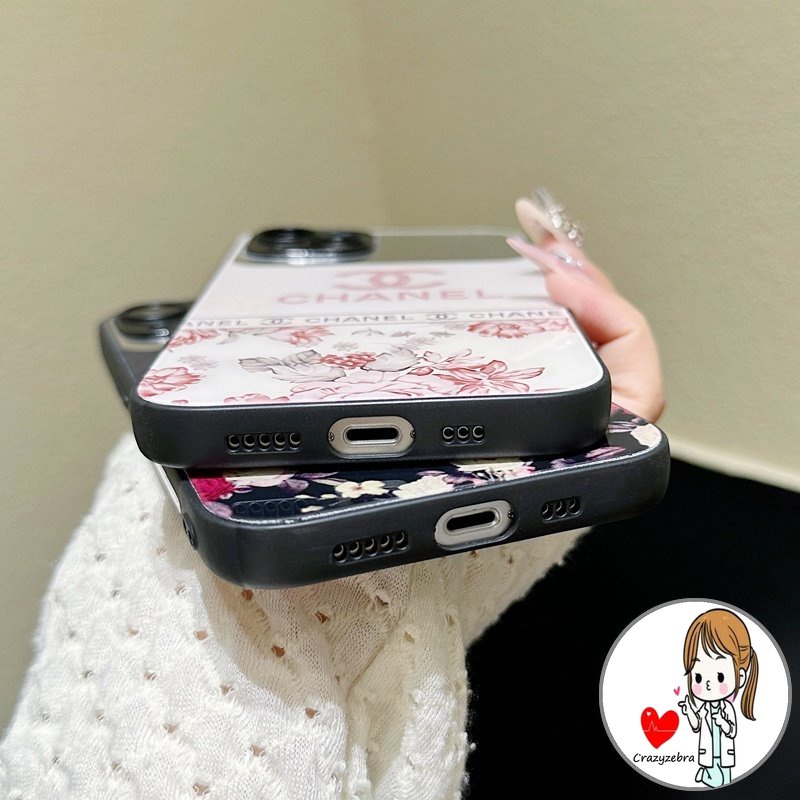 Ốp Điện Thoại Mặt Kính Tráng Gương Họa Tiết Hoa Cho IPhone 11 13 12 14 Pro Max Mini X Xr Xs Max 7 8 Plus SE 2020 6 6s