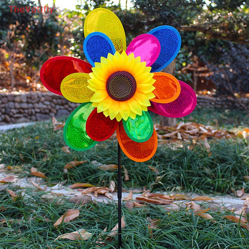 [Thevalifly] Cối Xay Gió Hình Hoa Hướng Dương Đính Kim Sa Nhiều Màu Sắc Có Thể Gập Lại Trang Trí Nhà Cửa Sân Vườn Cắm Trại