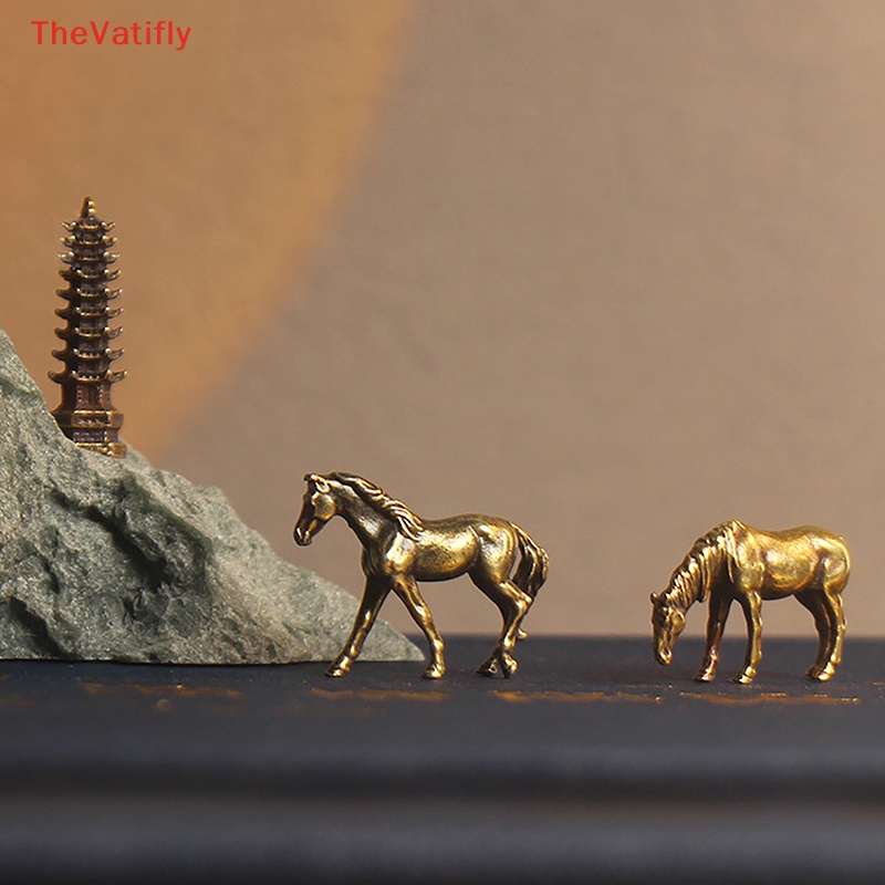 Mô Hình Tượng Ngựa Đuôi Dài Bằng Đồng Thau Cổ Điển Trang Trí Phong Thủy
