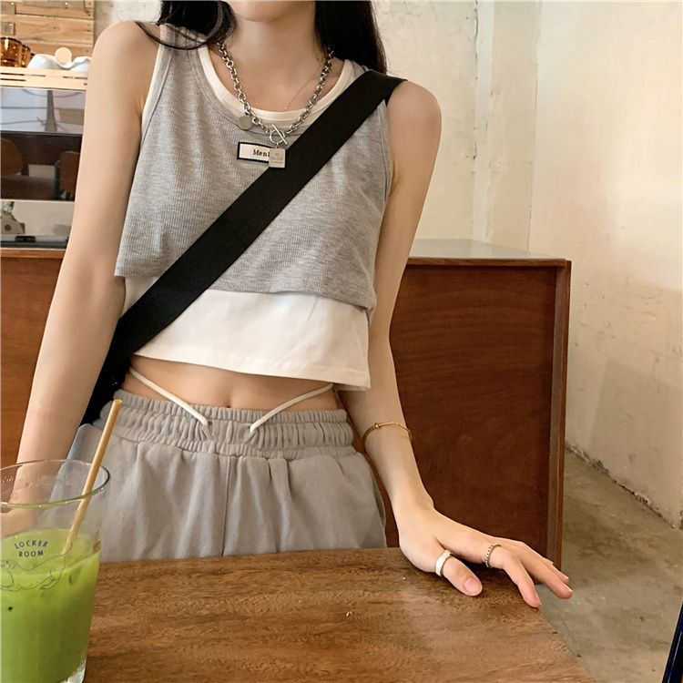 Áo Hai Dây Giả Hai Mảnh Phong Cách Hàn Quốc Thời Trang Mùa Hè Mới Cho Nữ