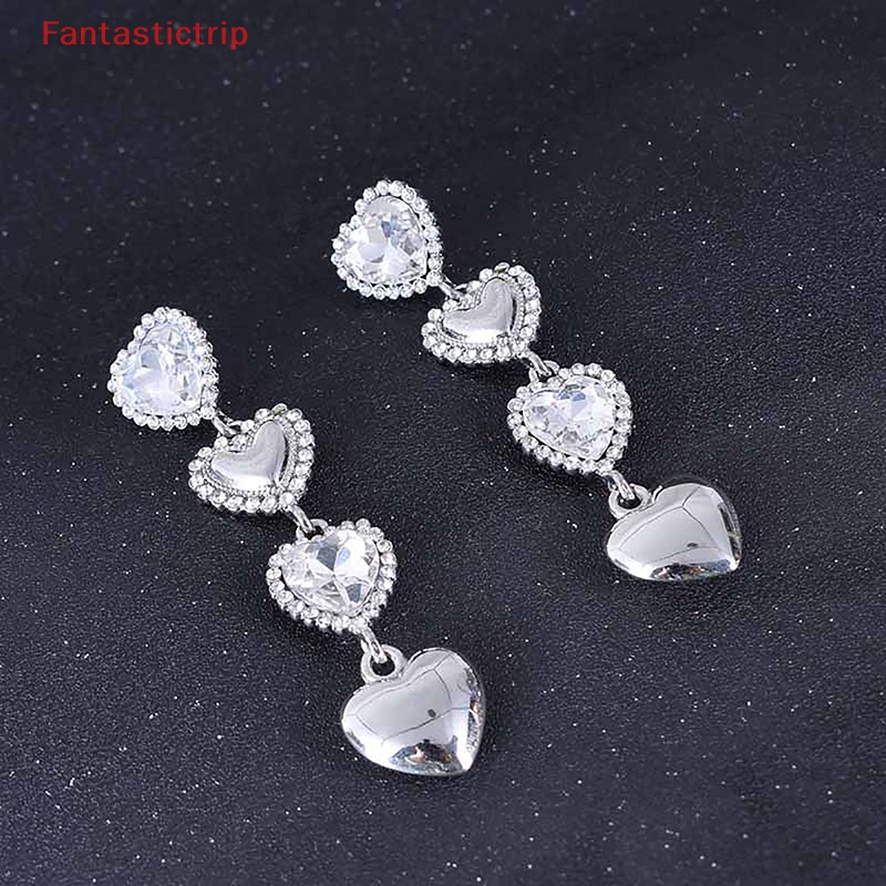 1 Đôi Bông Tai Dáng Dài Hình Trái Tim Phong Cách Vintage Thời Trang