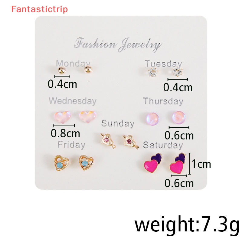 [Fantastictrip] Set Khuyên Tai Thời Trang Hàn Quốc Nhiều Cặp Bông Tai Hình Học Bướm Dễ Thương Phụ Kiện Trang Sức Cho Nữ Mới