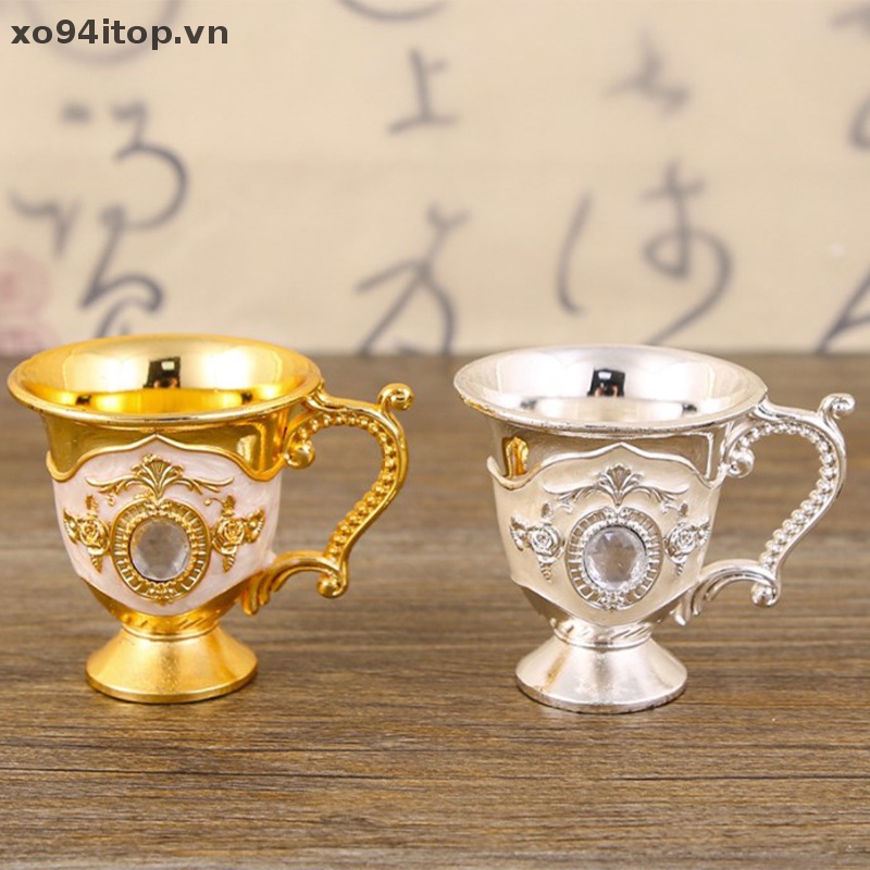 Xoitop Cốc Uống Trà Cà Phê Mini Họa Tiết Hoa Đính Kim Cương Giả Lấp Lánh Retro Trang Trí Tách Trà tazas de te VN