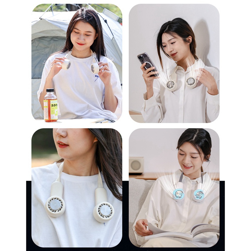 Quạt Làm Mát Mini Đeo Cổ Yên Tĩnh Sạc Cổng USB Dùng Cho Mùa Hè
