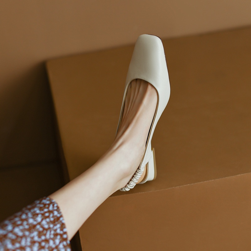 Tóc Thẳng Của Nhà Máy Duoya ~ [Hàng Có Sẵn] Cảm Xúc ~!Giày Sandal Gót Dày Mũi Vuông Hở Ngón Dễ Phối Đồ Thời Trang Cho Nữ