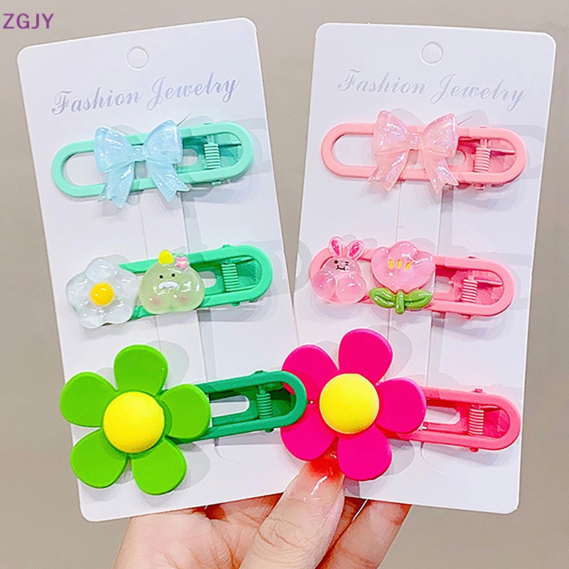 1 Bộ Kẹp Tóc Hình Nơ Hoa Màu Kẹo Ngọt Dễ Thương Cho Bé Gái Mới
