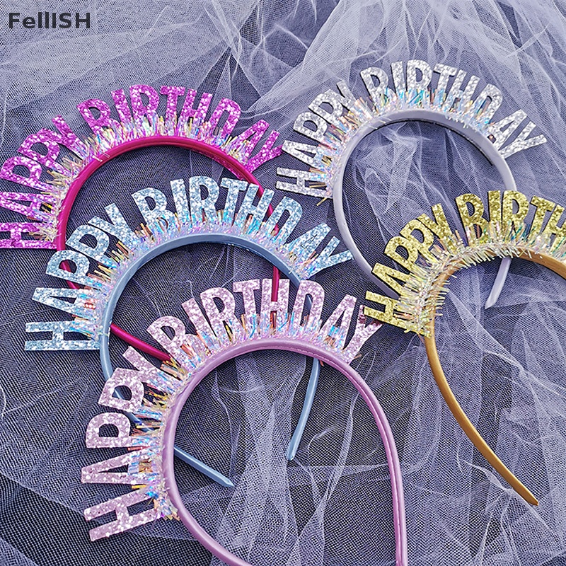 Băng Đô Đính Kim Sa Màu Hồng / Bạc / Xanh Dương Lấp Lánh Trang Trí Tiệc Sinh Nhật Cho Bé Gái 439br