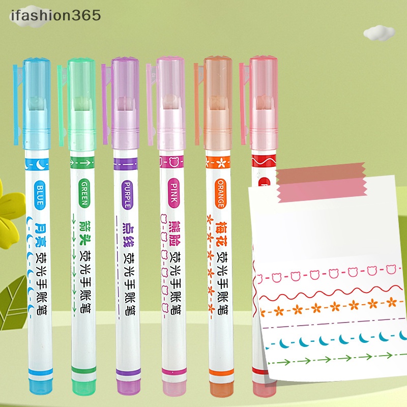 Set 6 Bút Đánh Dấu Dạng Lăn Nhiều Hình Dạng Màu Sắc Thời Trang ifashion365