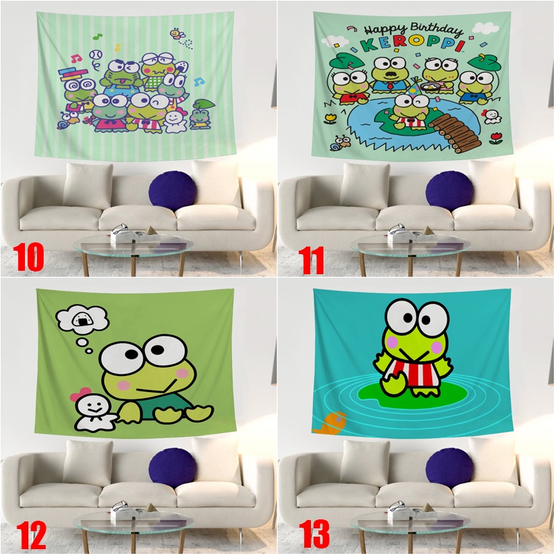 SANRIO Thảm Polyester In Họa Tiết Keroppi Dễ Thương Kèm Kẹp Treo Trang Trí Phòng Khách / Phòng Ngủ / Bé