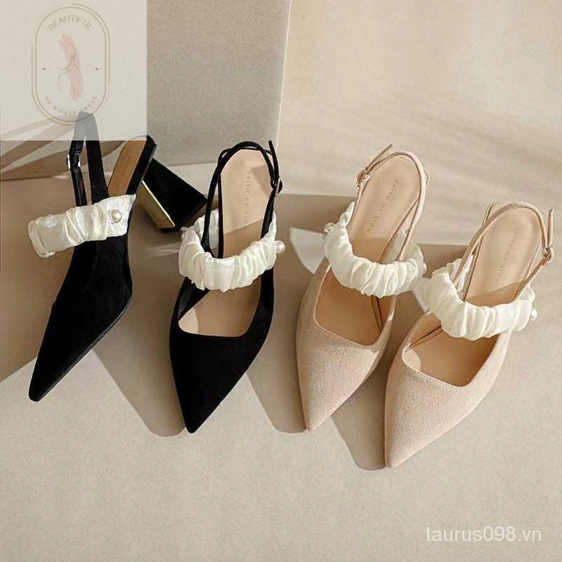 Giày Cao Gót Cài Khóa Siêu Mềm Thoải Mái Thời Trang Mùa Hè 2023 Phong Cách Pháp Cho Nữ