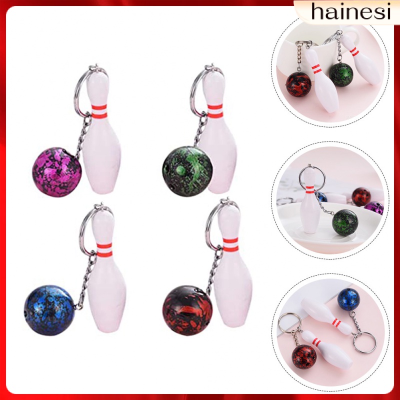 Set 4 Móc Khóa Kim Loại Hình Bowling Dễ Thương