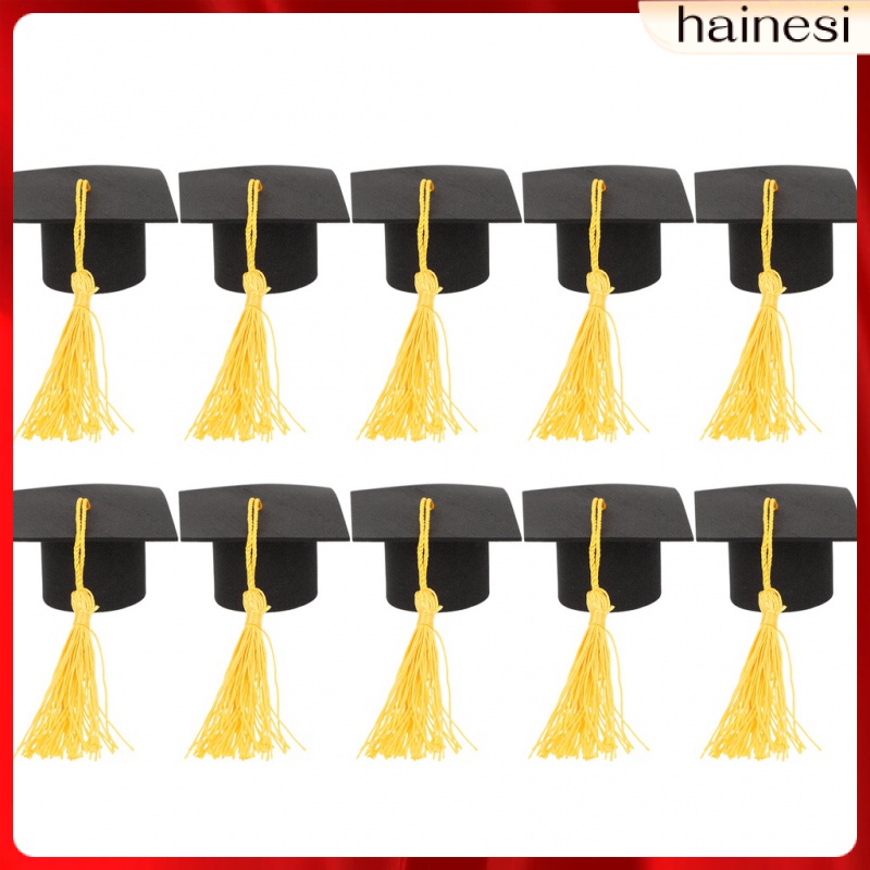 Set 10 Nón Tốt Nghiệp Mini Bằng Nhựa Màu Đen Dùng Để Trang Trí Bánh Cupcake