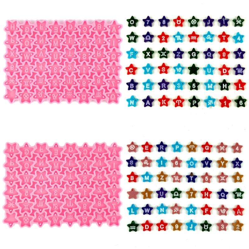 Khuôn Silicone Làm Móc Khóa Hình Ngôi Sao / Chữ Cái Mini DIY