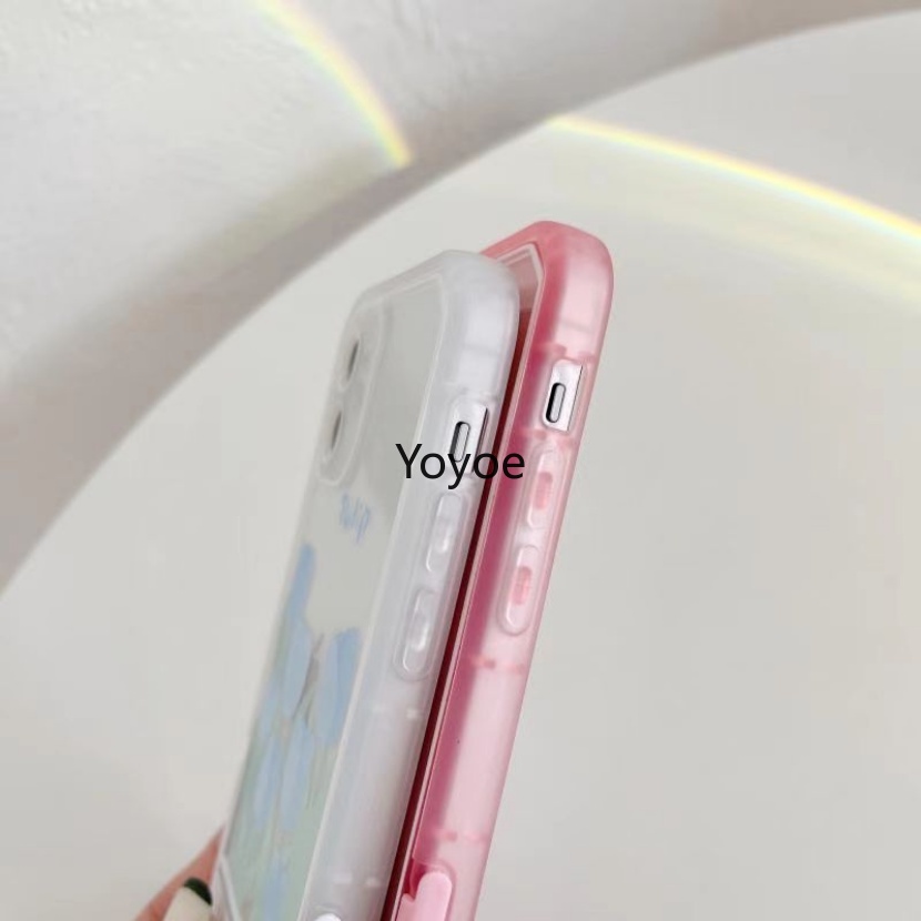 Ốp Điện Thoại Túi Khí Trong Suốt Có Giá Đỡ Hình Hoa Tulip / Thỏ Cho iPhone 14 13 12 11 Pro Xs Max X Xr 7 8 Plus Se