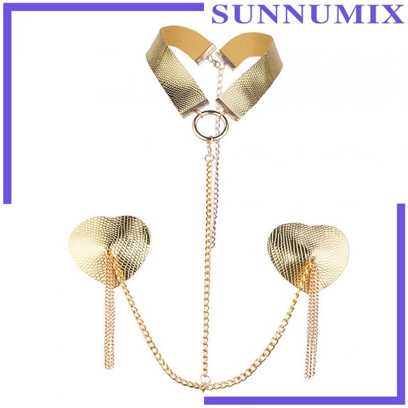 [Sunnimix] Dây Xích Đeo Ngực Trang Trí Áo Ngực Phát Nhạc Phụ Kiện Tiệc Cưới L