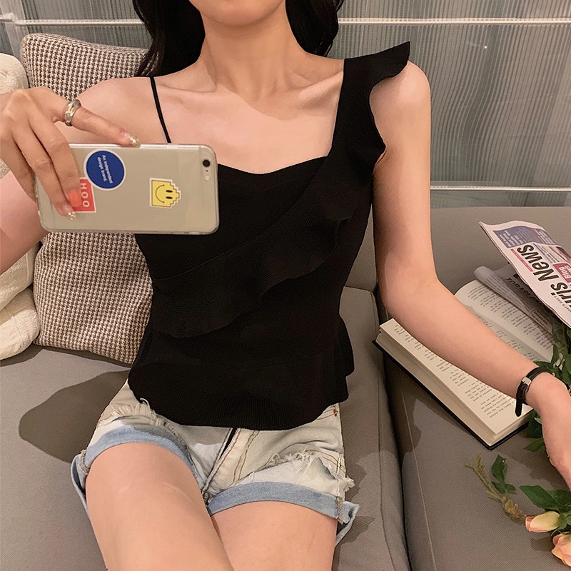 Áo Dệt Kim Hai Dây Dáng Ôm Thời Trang Mùa Hè Quyến Rũ Cho Nữ