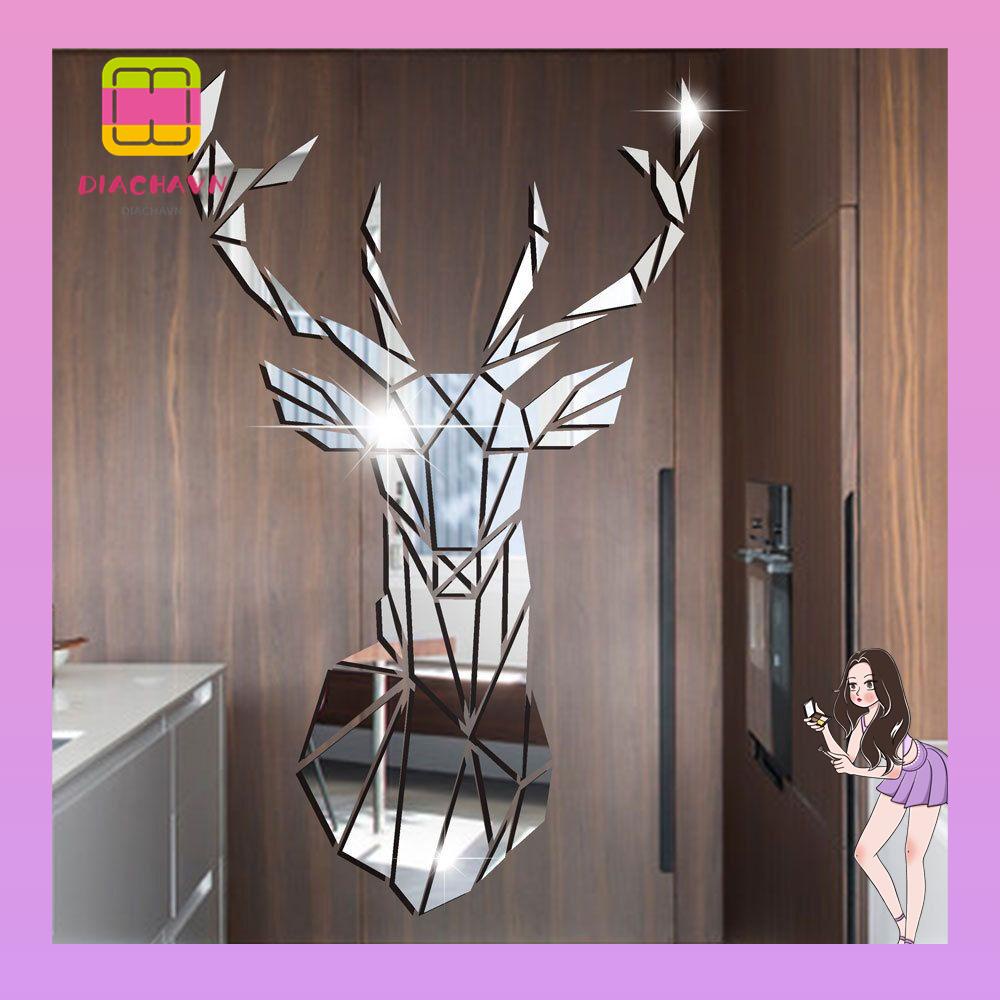 Sticker Dán Tường Tự Dính Họa Tiết Đầu Hươu 3D Hiện Đại Trang Trí Nhà Cửa