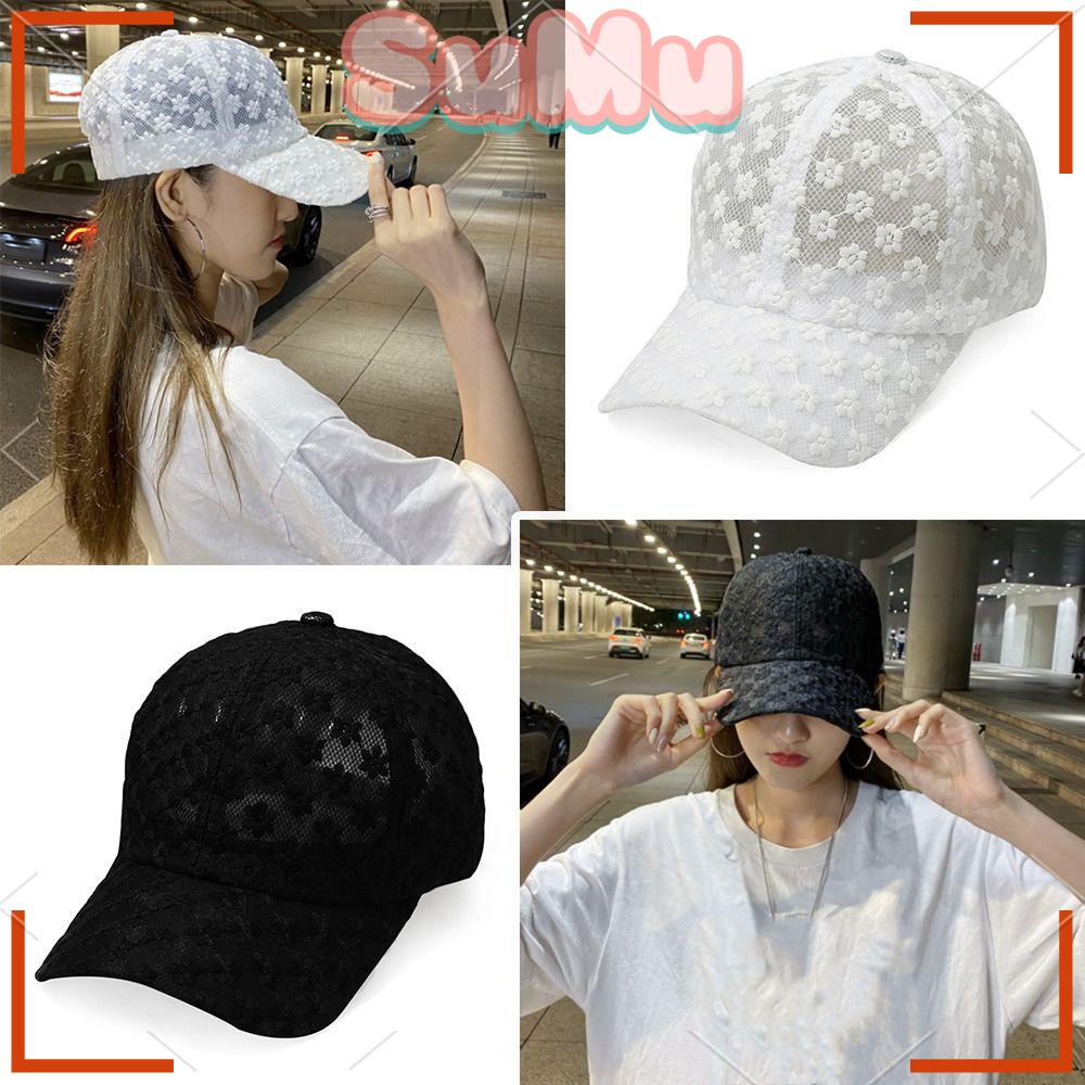 SUMU Mũ Lưỡi Trai Phối Ren Hoa Thoáng Khí Thời Trang Cho Nữ