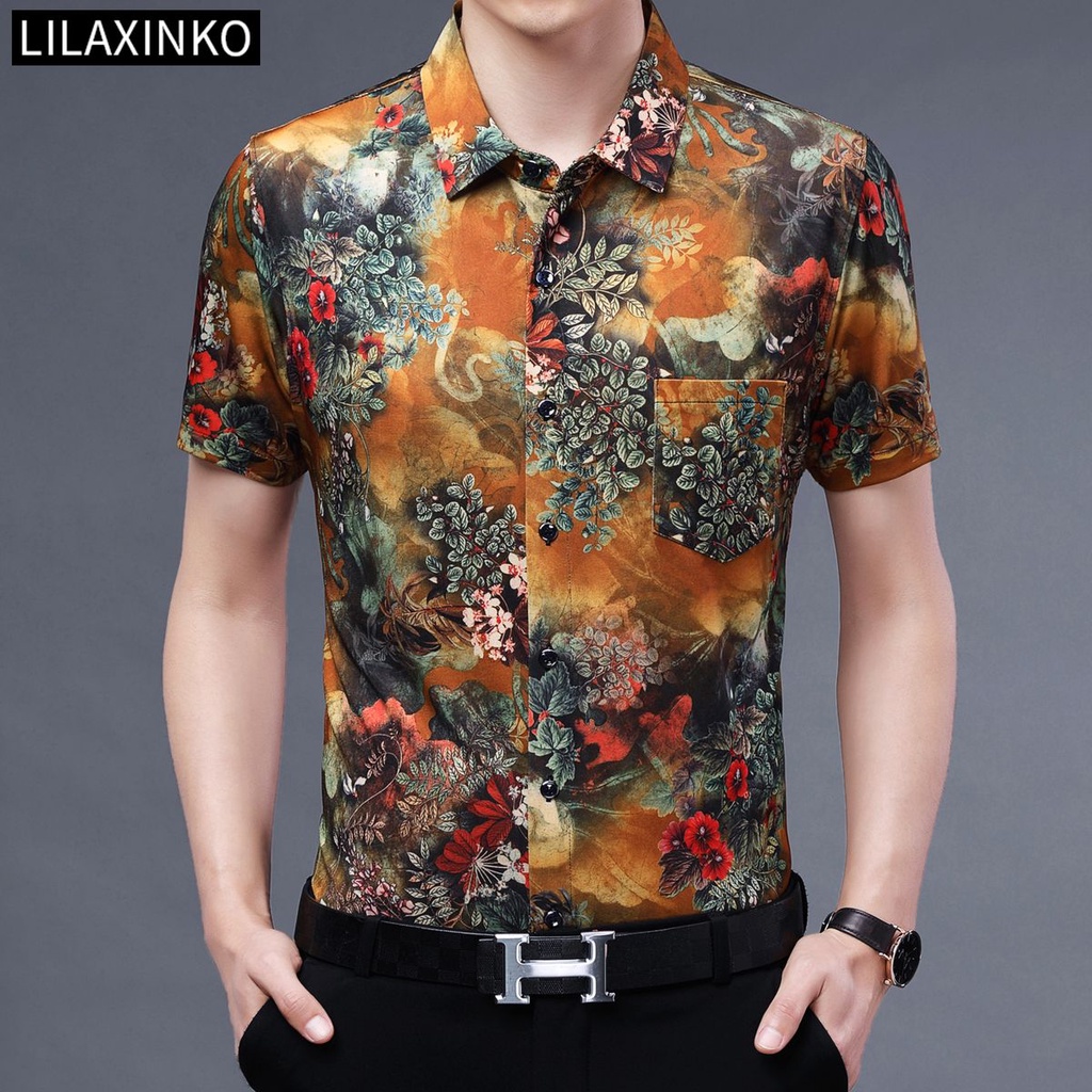 Áo Thun Tay Ngắn In Họa Tiết Hoa 2 Màu Thời Trang Chất Lượng Cao Cho Nam