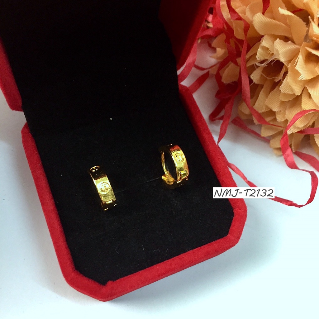 Bông Tai Nữ dáng Khuyên Tròn Sát Tai mạ Vàng NMJ T2132