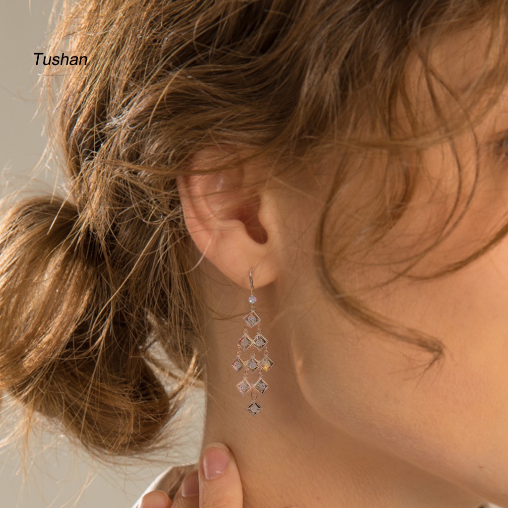 1 Đôi Bông Tai Đính Đá Lấp Lánh Thời Trang Dành Cho Nữ