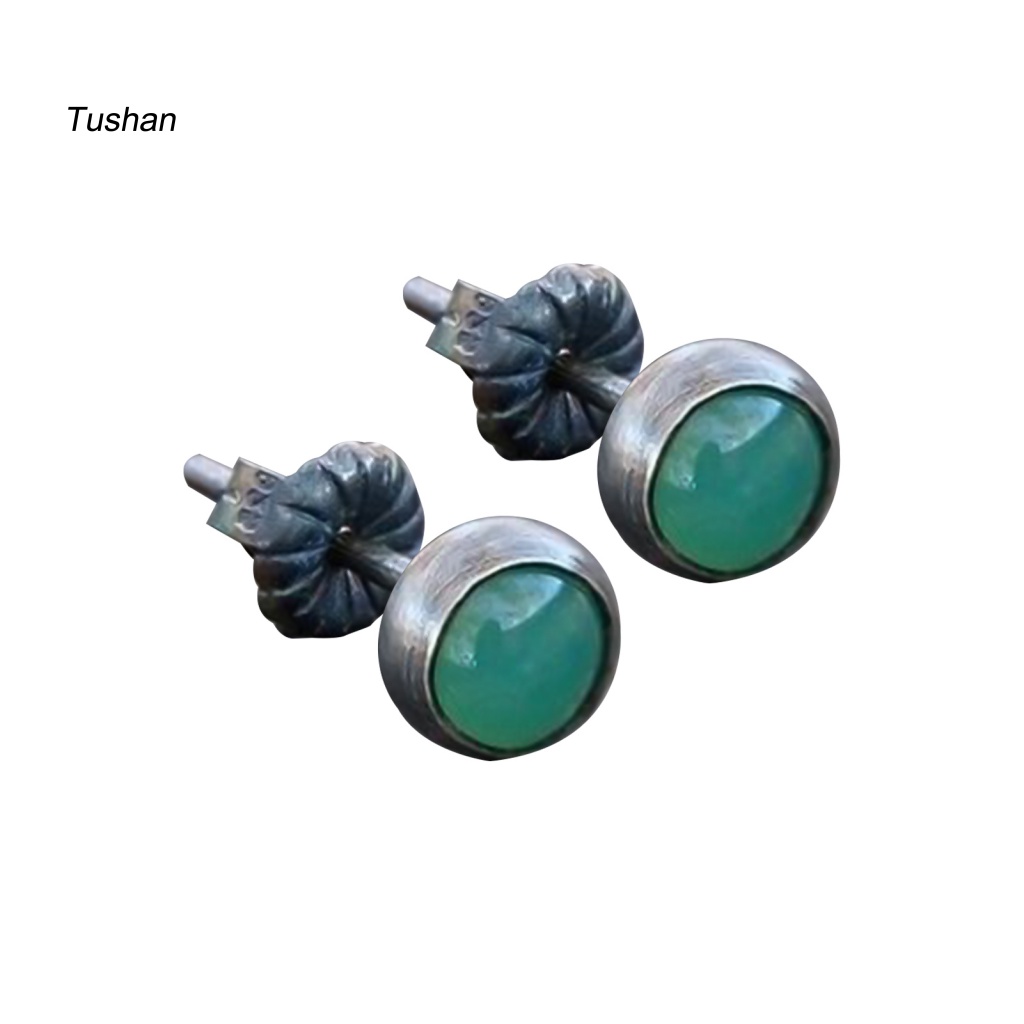 1 Đôi Khuyên Tai Hợp Kim Đính Đá Ngọc Bích Giả Tinh Tế