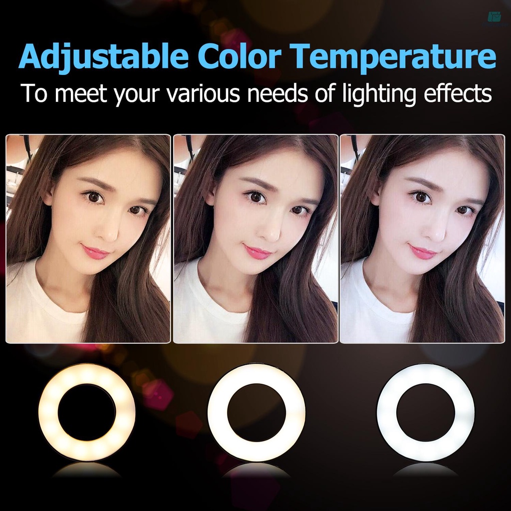 docooler 2-in-1 LED Ring Light with Cell Phone Holder Stand for Live Stream Makeup Selfie Recording Lighting with Flexible Metal Arm Compatible with iPhone Android Smartphones