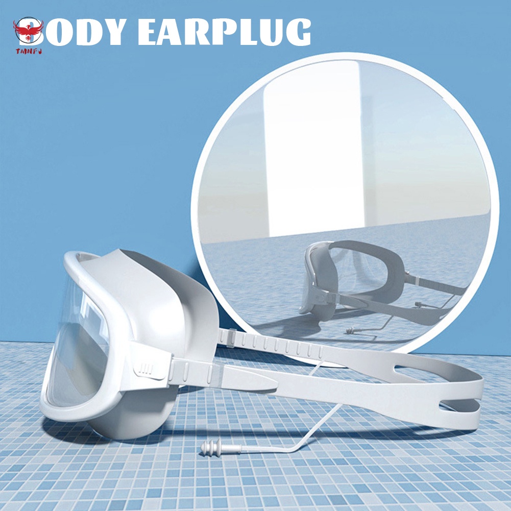 Kính Bơi Cỡ Lớn Kèm Nút Bịt Tai Chống Sương Mù Tiện Dụng Cho Người Lớn