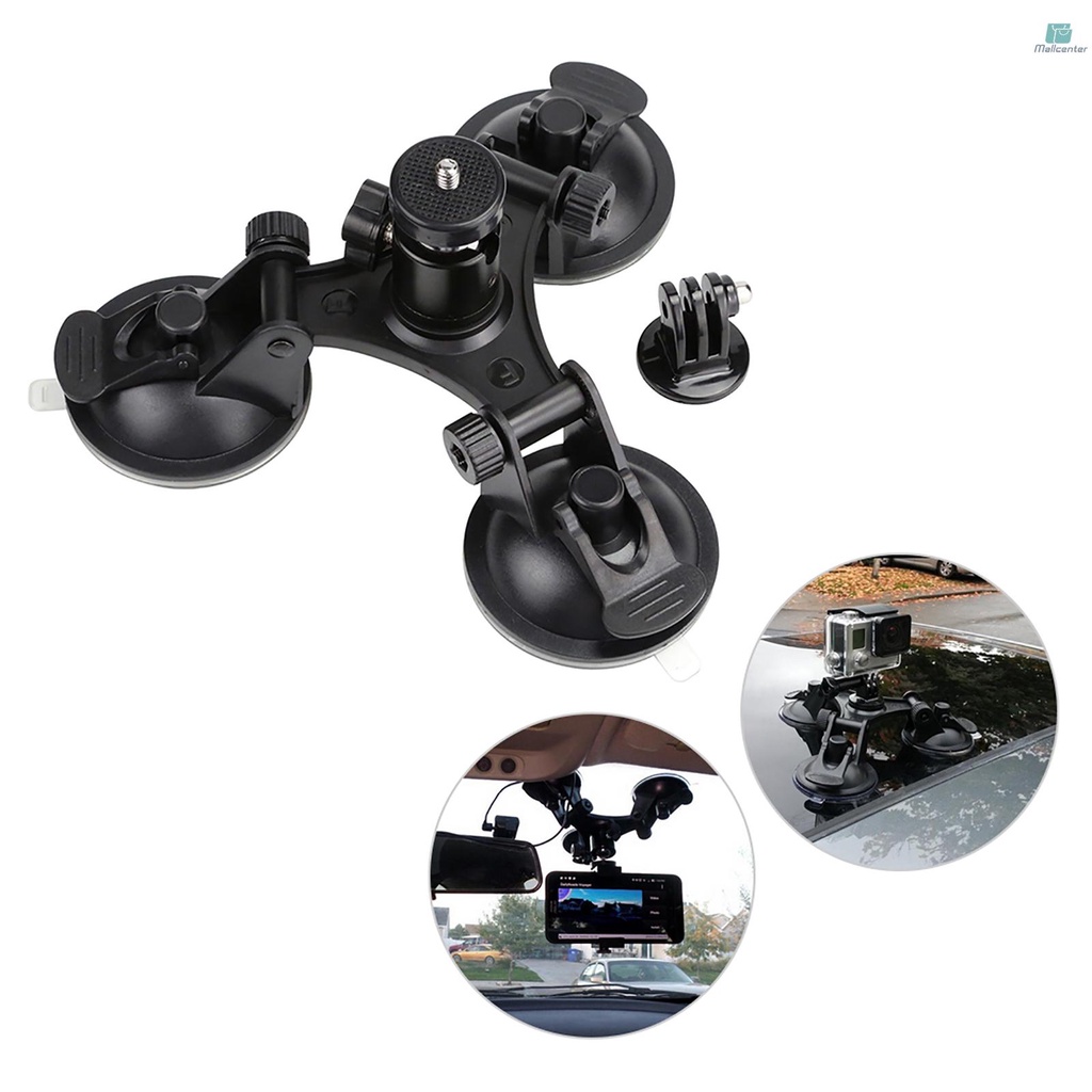 Sports Camera Triple Suction Cup Mount Sucker for GroPro  5/4/3+/3 for Xiaomi Yi with Tripod Mount Adapter Action Camera Mount